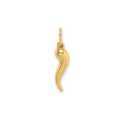 14k Yellow Gold Italian Horn Charm Pendant, 15mm