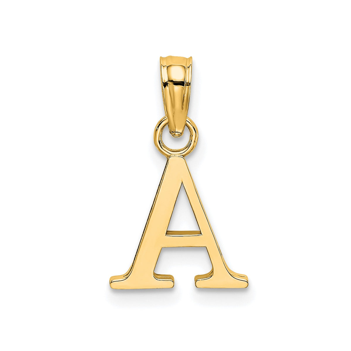10K Yellow Gold Letter Initial Pendant, Block Font, 13x10mm