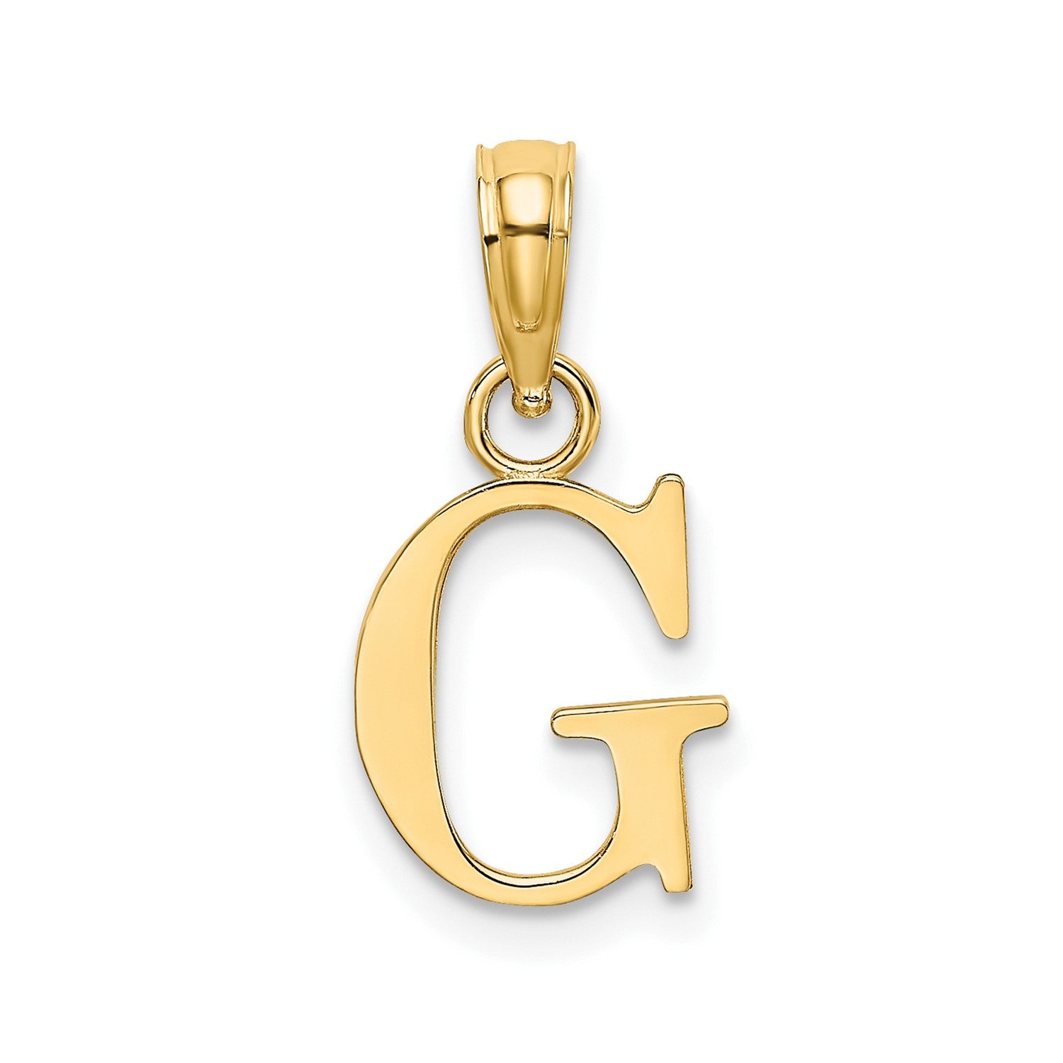 10K Yellow Gold Letter Initial Pendant, Block Font, 13x10mm