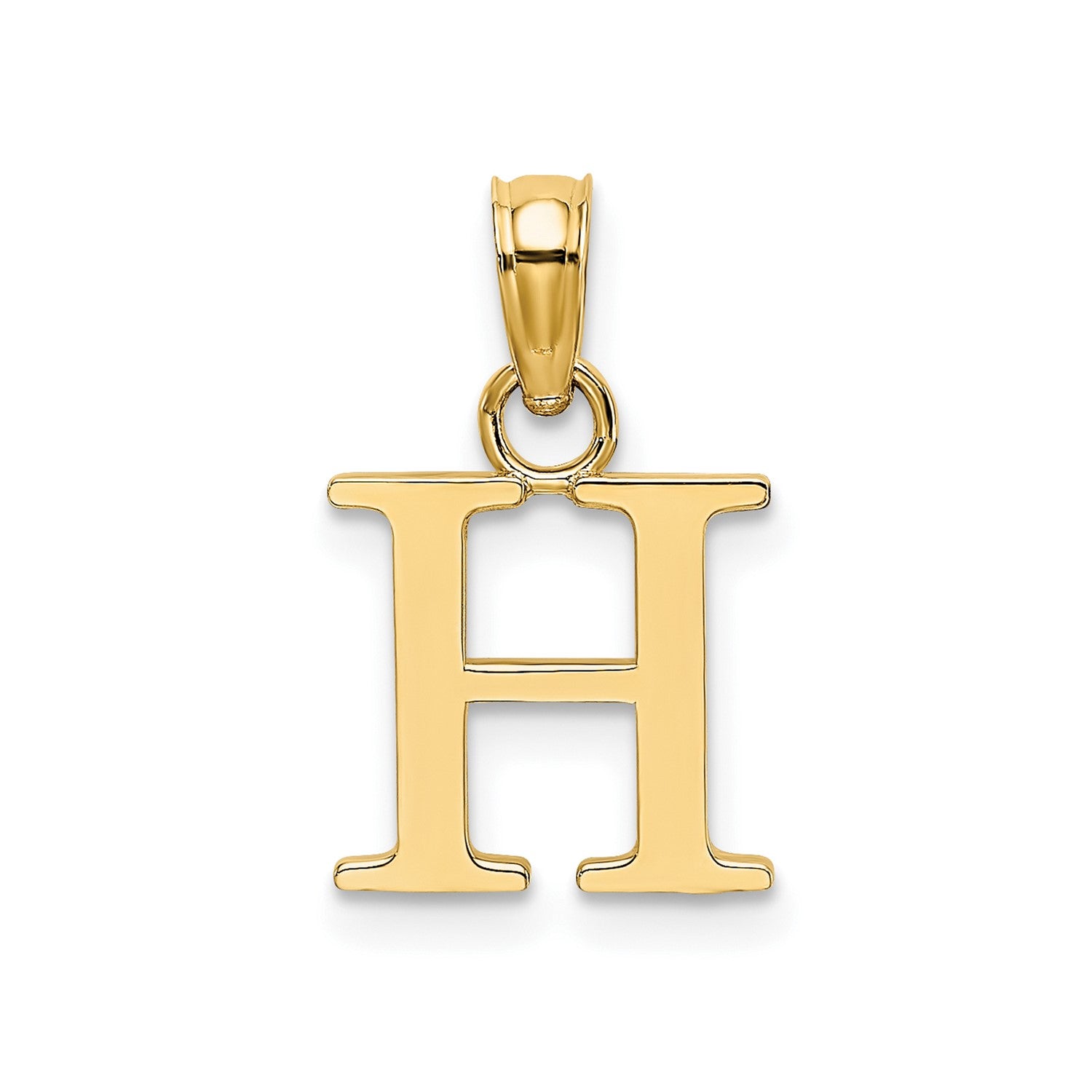 Solid 14K Gold Polished Block Initial Letter Pendants, 12x10mm fine designer jewelry for men and women