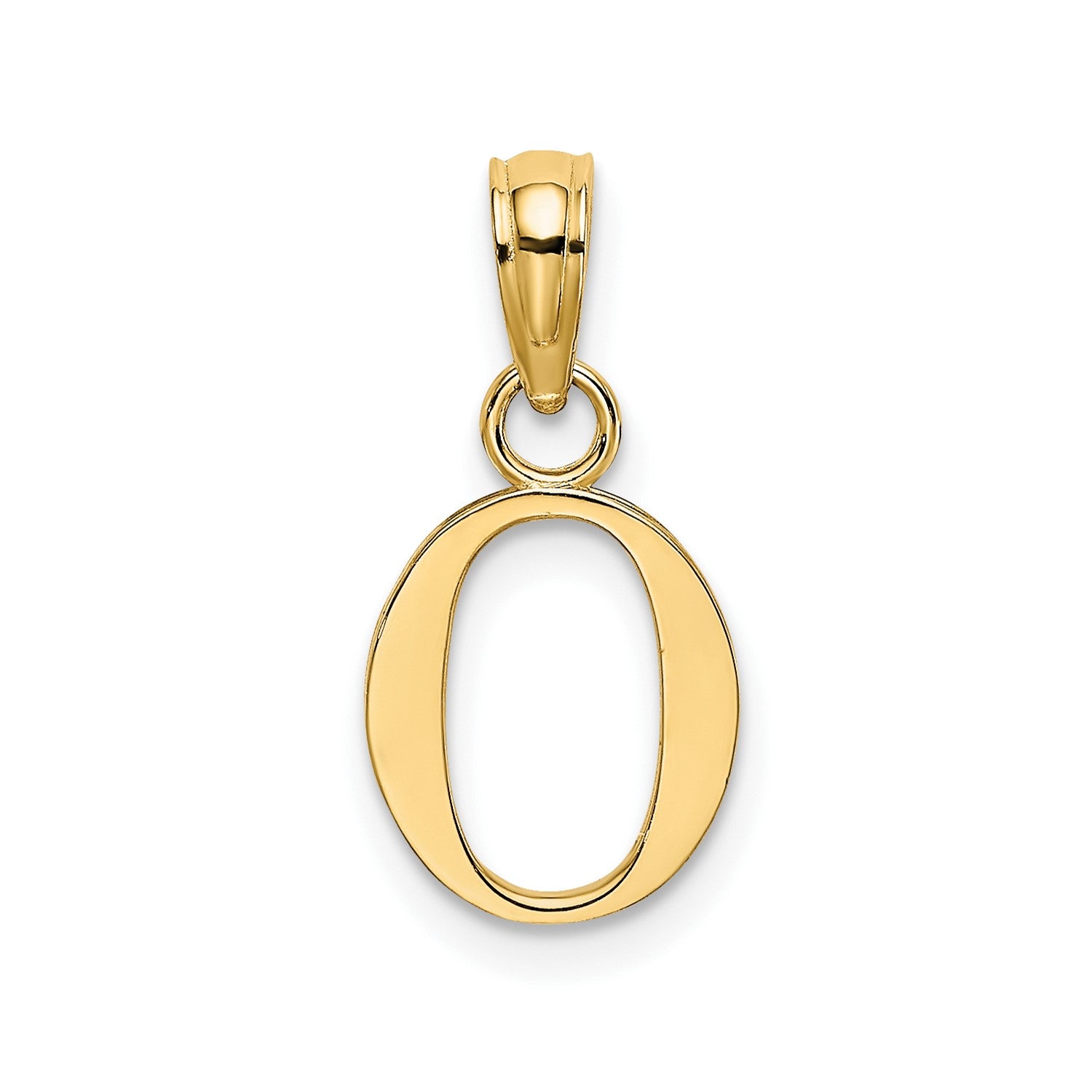 10K Yellow Gold Letter Initial Pendant, Block Font, 13x10mm