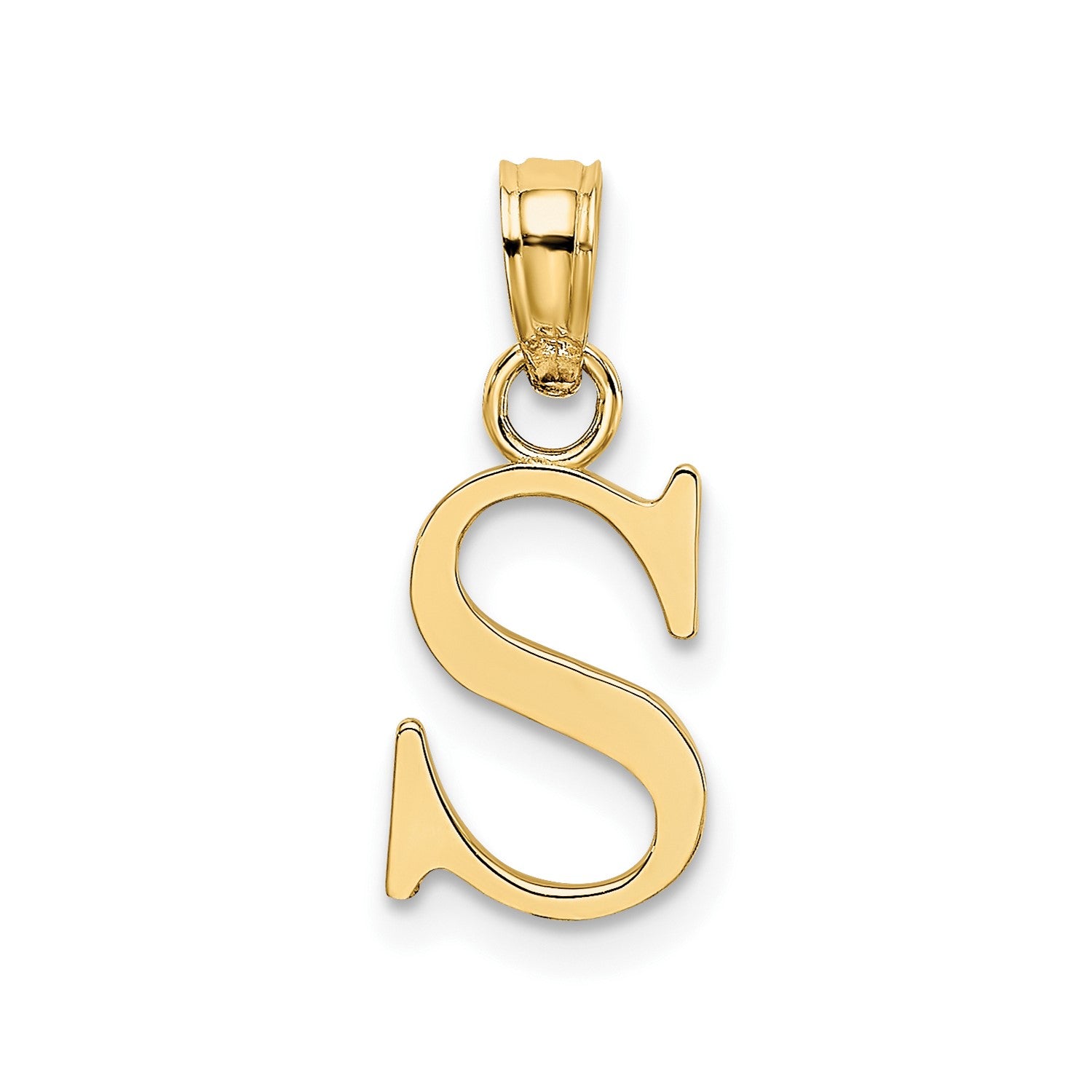 10K Yellow Gold Letter Initial Pendant, Block Font, 13x10mm