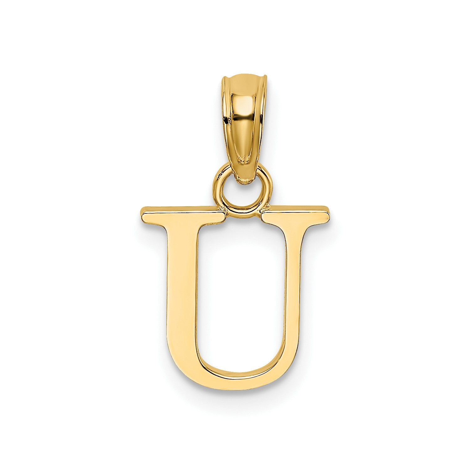 Solid 14K Gold Polished Block Initial Letter Pendants, 12x10mm fine designer jewelry for men and women