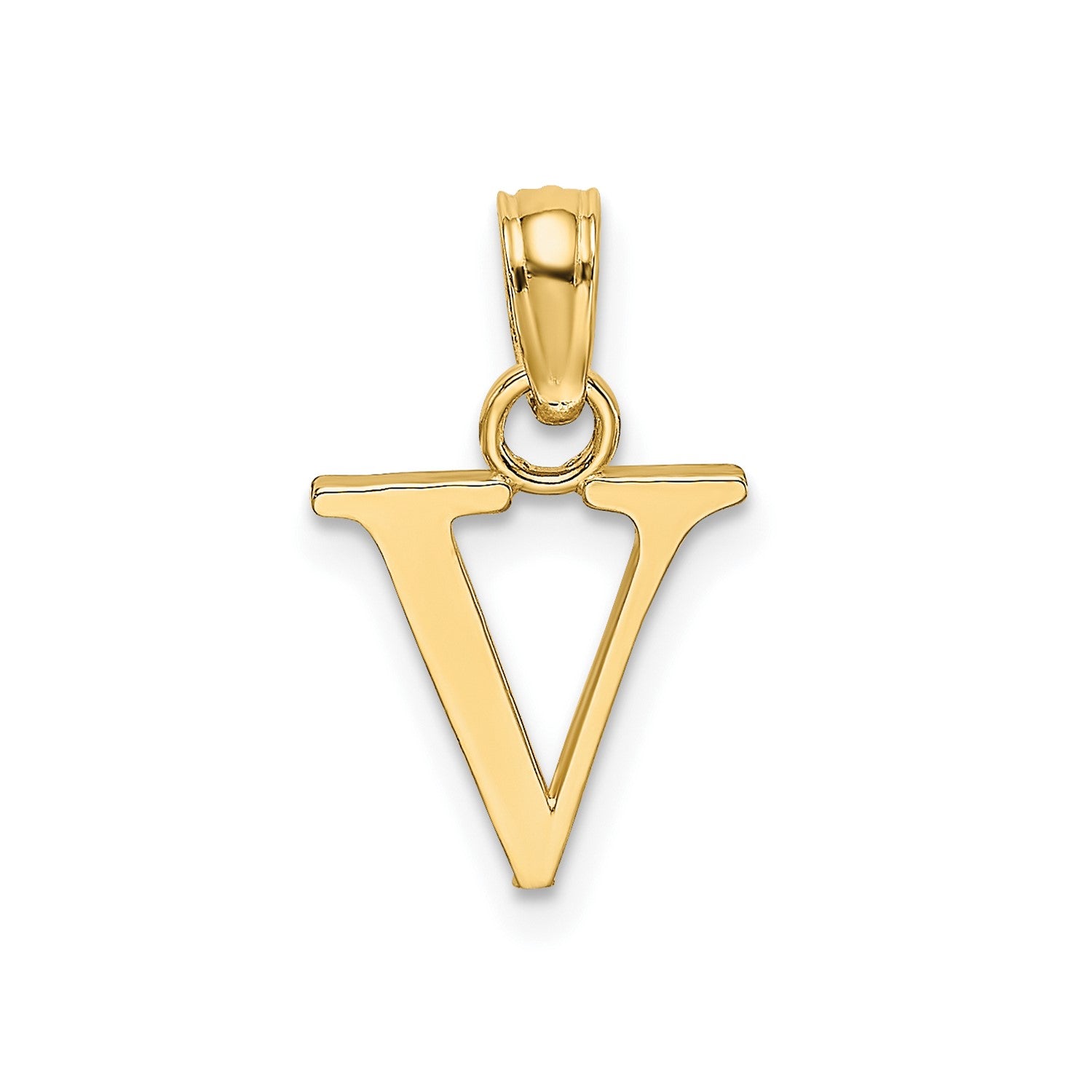 10K Yellow Gold Letter Initial Pendant, Block Font, 13x10mm