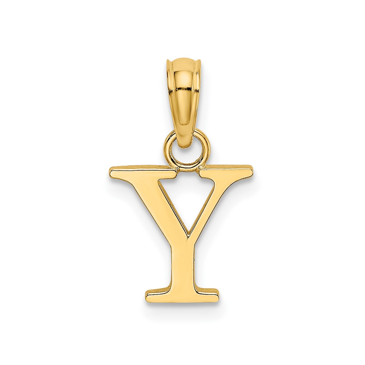 10K Yellow Gold Letter Initial Pendant, Block Font, 13x10mm