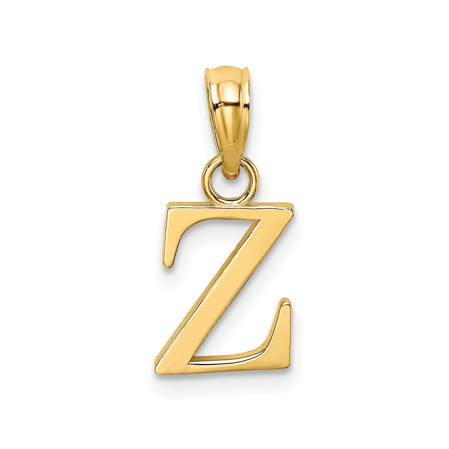 10K Yellow Gold Letter Initial Pendant, Block Font, 13x10mm