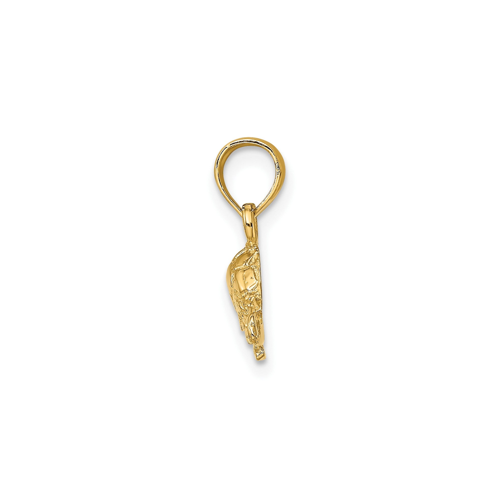 14k Yellow Gold Turtle Charm Pendant,16x13mm