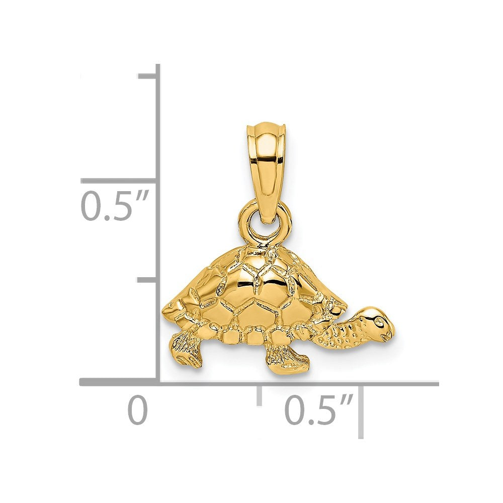 14k Yellow Gold Turtle Charm Pendant,16x13mm