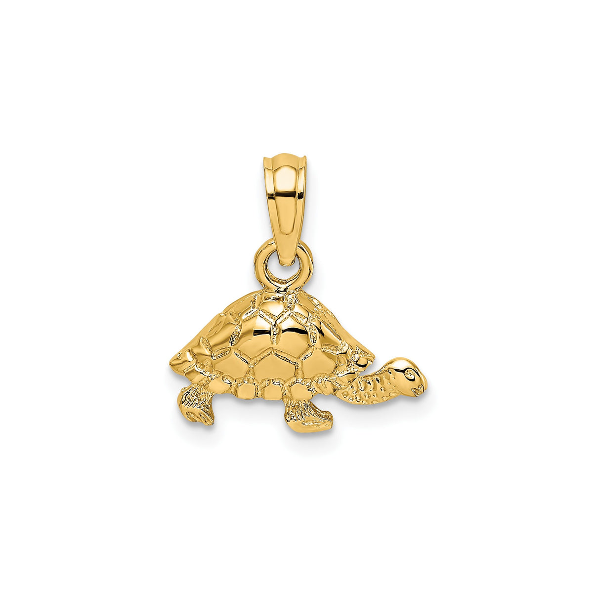 14k Yellow Gold Turtle Charm Pendant,16x13mm