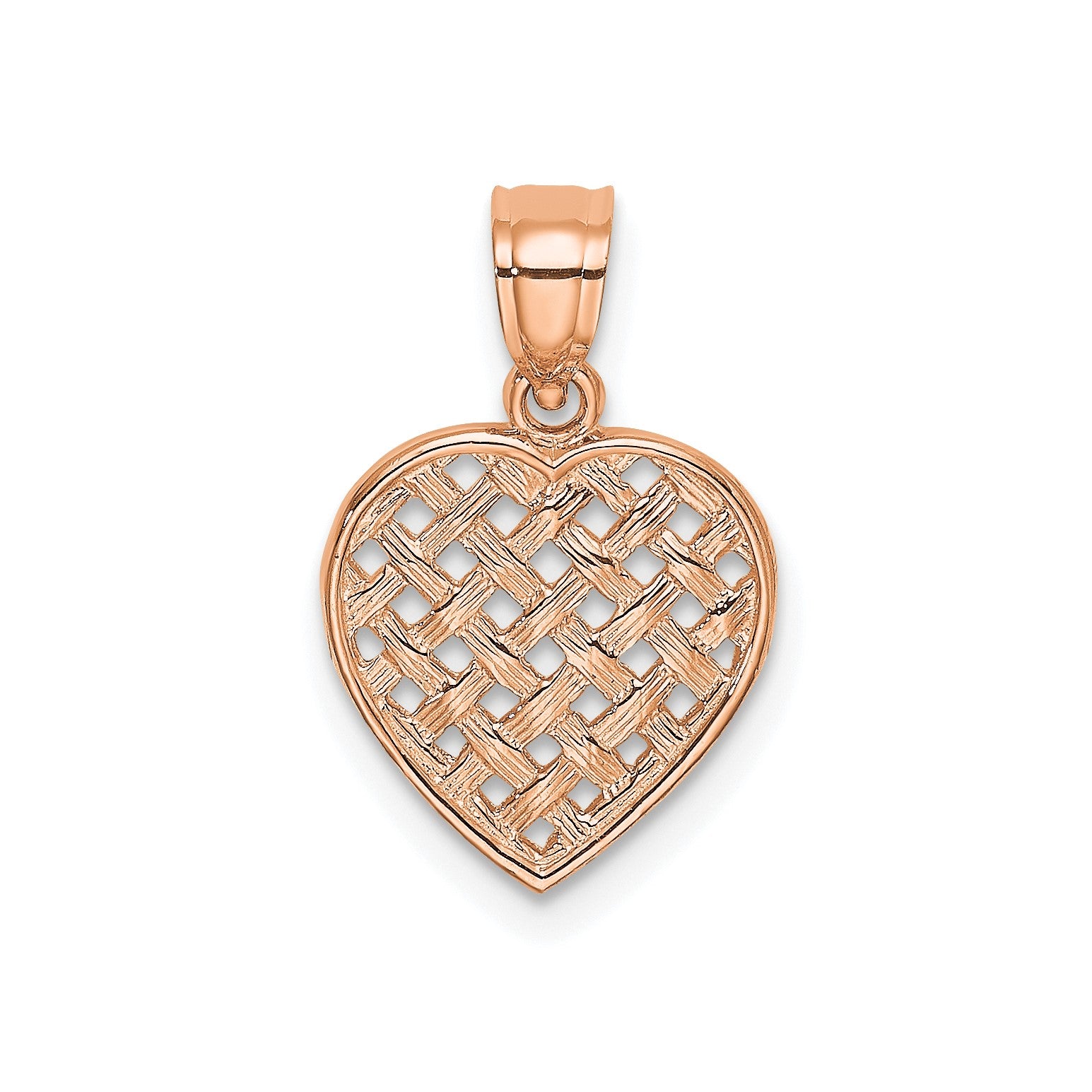 14K Cut-Out and Textured Woven Heart Pendant, 16x11mm fine designer jewelry for men and women