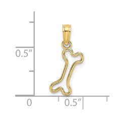 Solid Yellow Gold High Polished Mini Dog Bone Charm Pendant, 17x6mm
