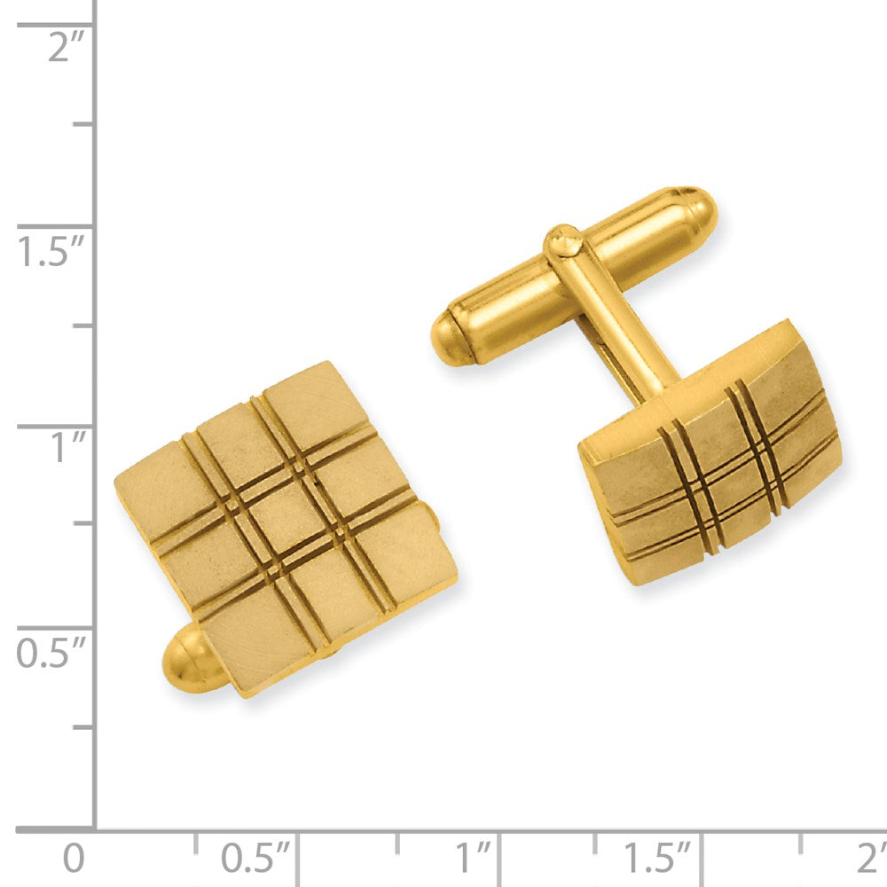 Kelly Waters Gold-plated Double Lines Patterned Square Cuff Links fine designer jewelry for men and women