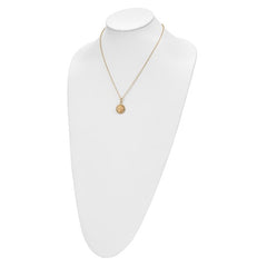14k Yellow Gold High Polished and Matte Roman Coin Necklace, 18"