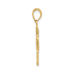 14k Yellow Gold Catholic 4-Way Cross Mary Saint Christopher Pendant, 28x17mm