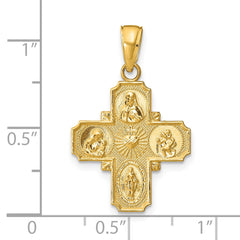 14k Yellow Gold Catholic 4-Way Cross Mary Saint Christopher Pendant, 28x17mm