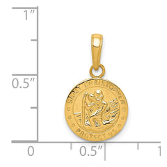 14k Yellow Gold Saint Christopher Medal Charm Pendant, 21x12mm