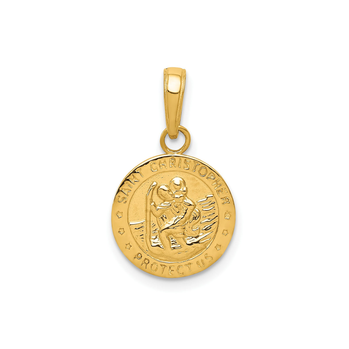 14k Yellow Gold Saint Christopher Medal Charm Pendant, 21x12mm