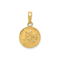 14k Yellow Gold Saint Christopher Medal Charm Pendant, 21x12mm