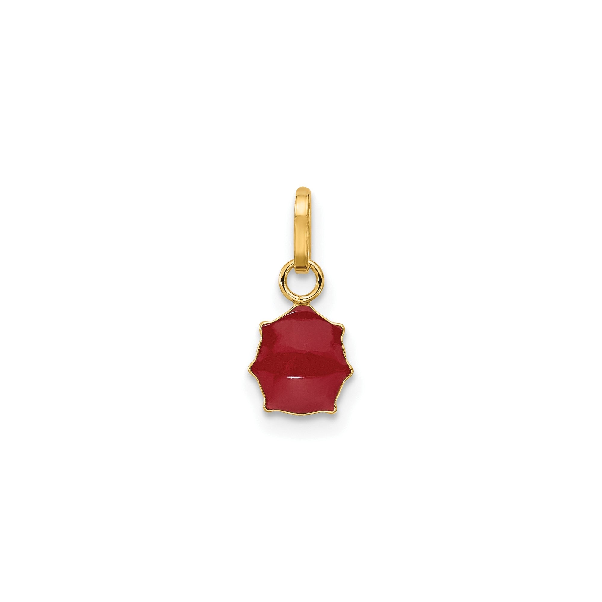 14k Yellow Real Gold Red and Black Enameled Ladybug Charm, 7mm