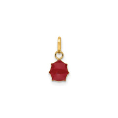 14k Yellow Real Gold Red and Black Enameled Ladybug Charm, 7mm