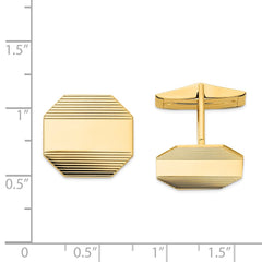 14k Real Gold Men's Rectangular Octagon With Line Design Cuff Links fine designer jewelry for men and women