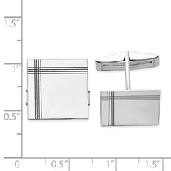 14k Real Gold WG Men's Square WithLine Design Cuff Links fine designer jewelry for men and women