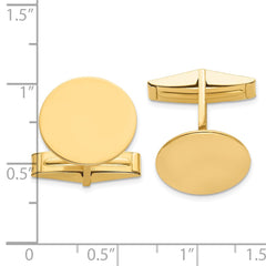 14k Real Gold Men's Circular Polished Cuff Links fine designer jewelry for men and women