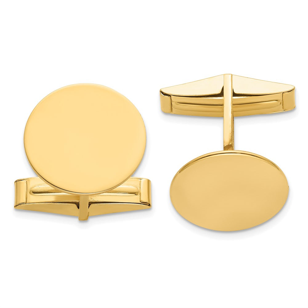14k Real Gold Men's Circular Polished Cuff Links fine designer jewelry for men and women