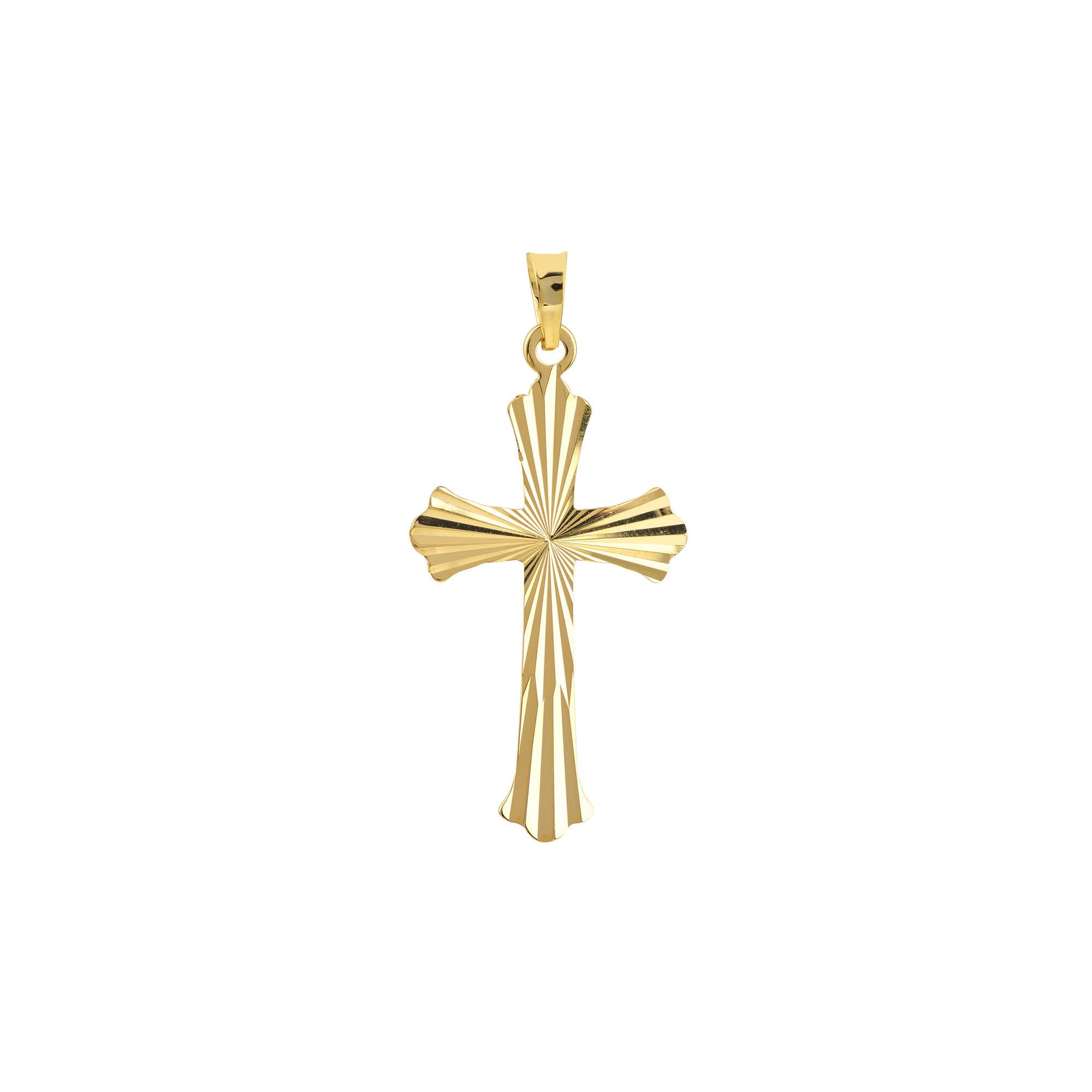 14k Two-Tone Gold Fluted Crucifix Christian Pendant, 1 Inch Length