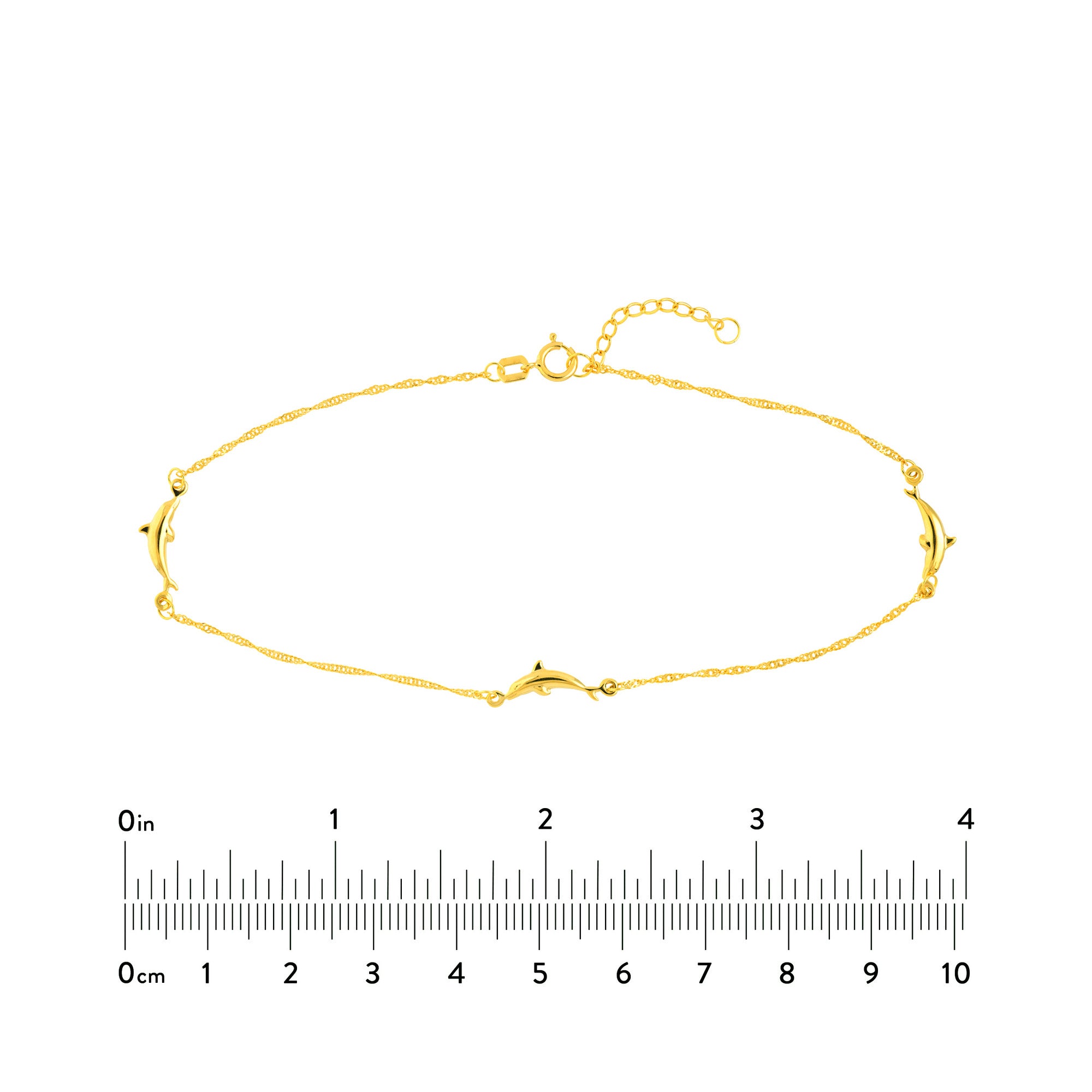 Sterling Silver Dolphin Ankle Bracelet, 10 Inch, Adjustable Chain