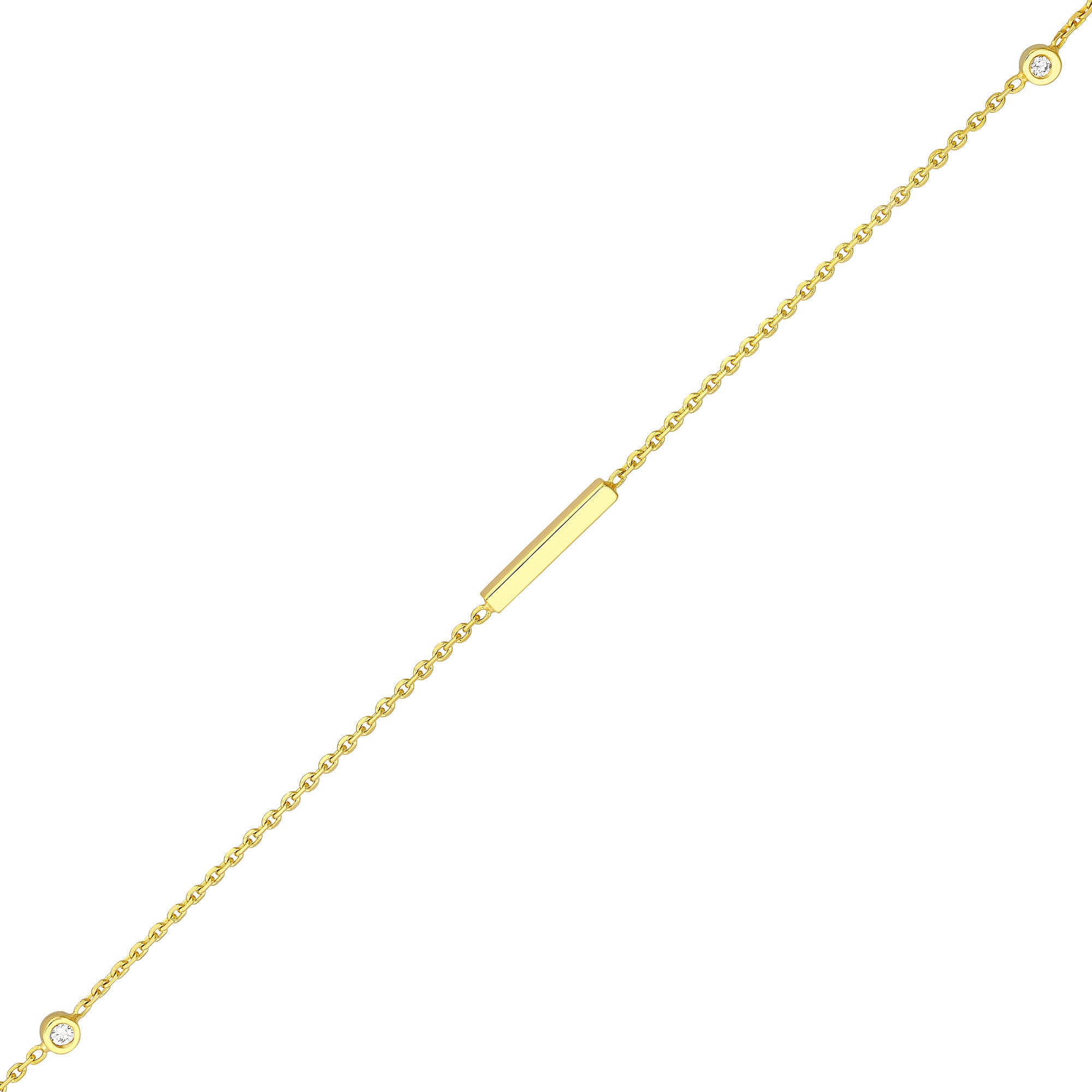 14k Yellow Gold 3pt Diamond Bezels and Bars Adjustable Anklet, 10"