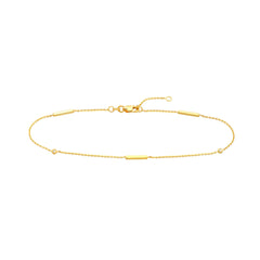 14k Yellow Gold 3pt Diamond Bezels and Bars Adjustable Anklet, 10"