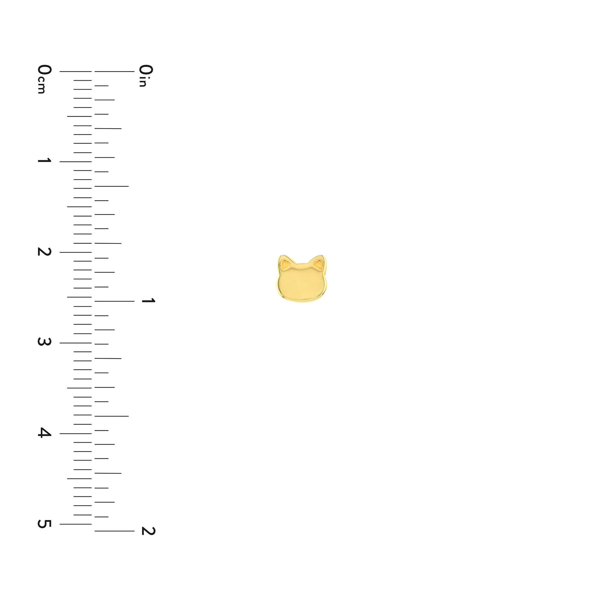 14k Gold Cat Stud Figure Earrings, 10mm