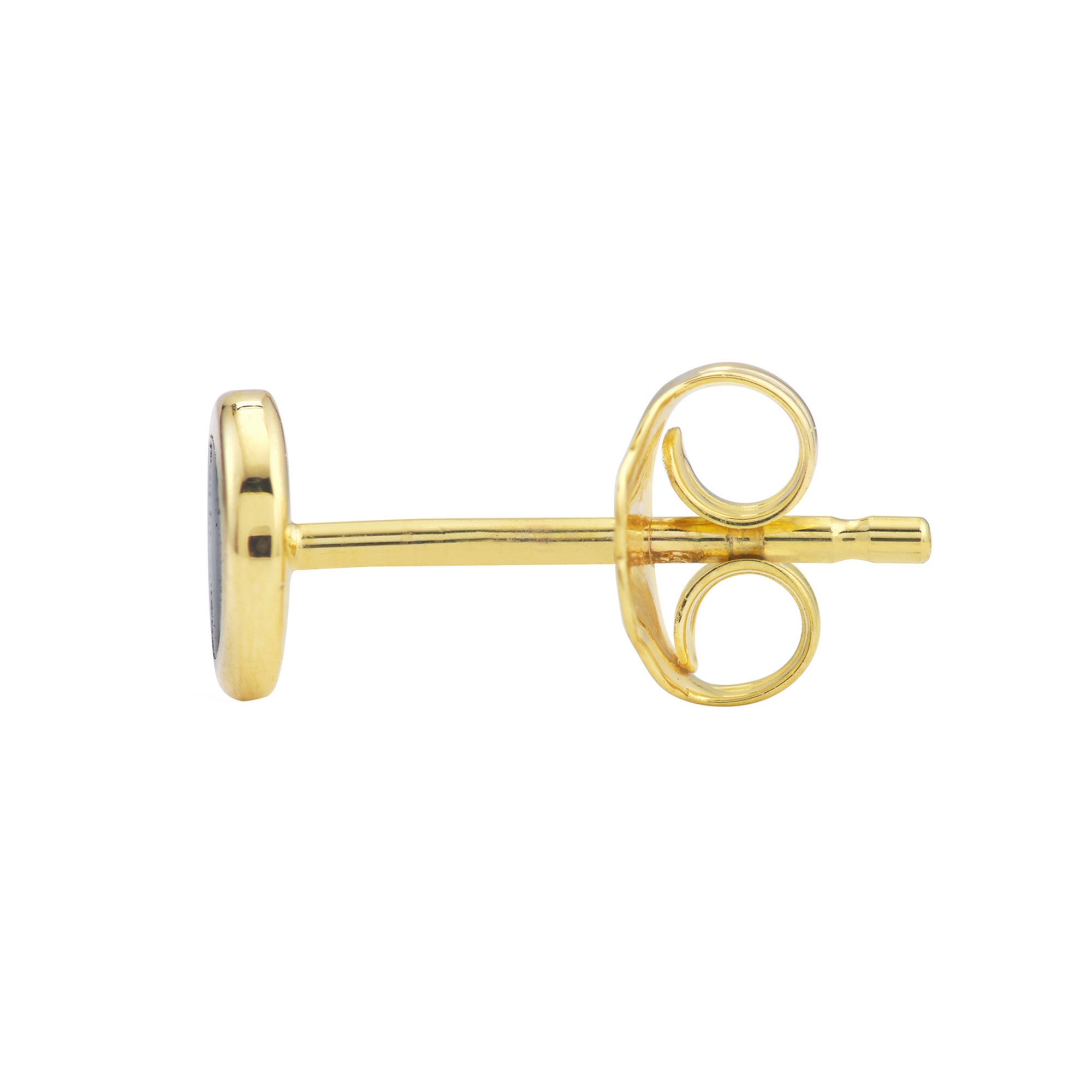 14k Yellow Gold Onyx Enamel Circle Stud Earrings, 5mm
