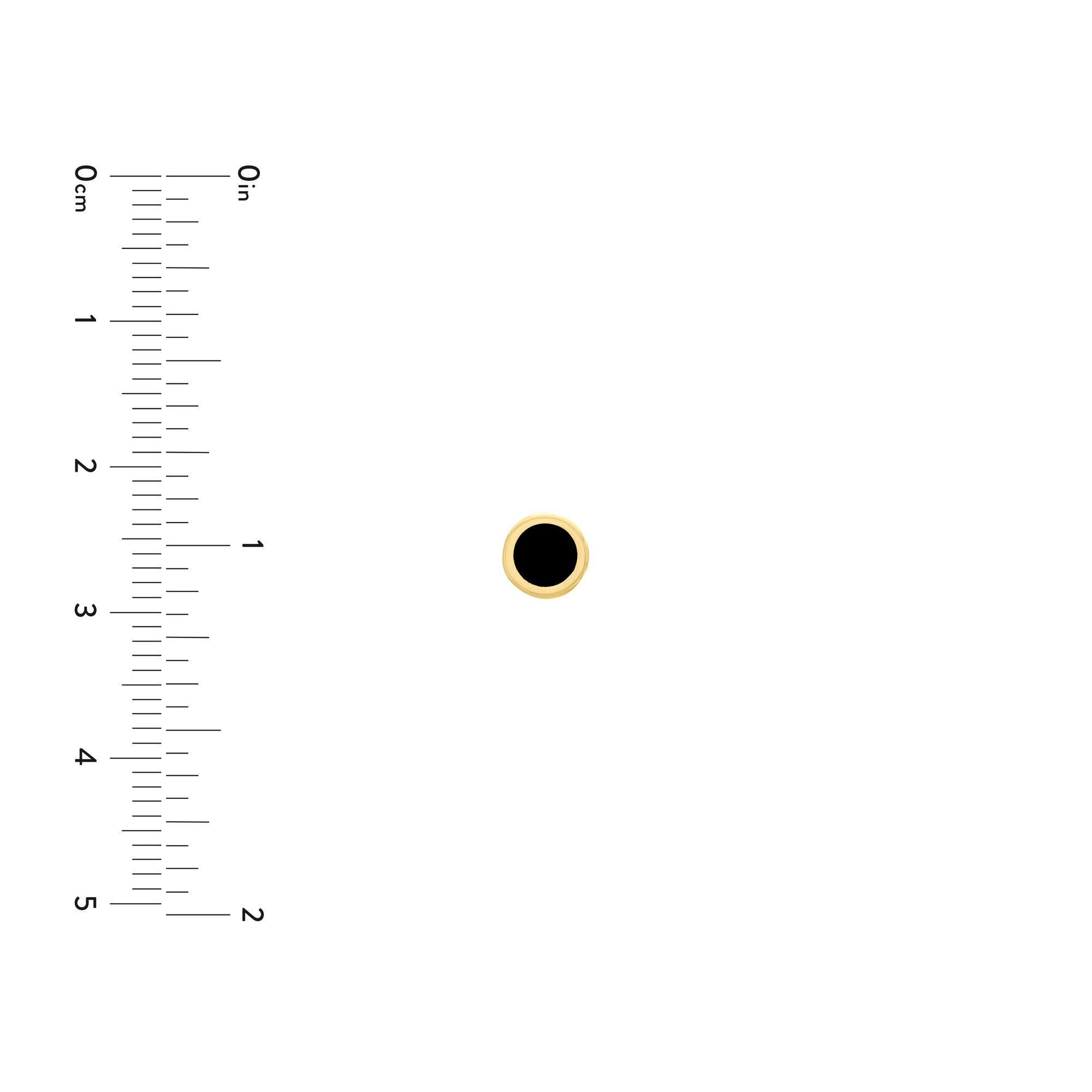 14k Yellow Gold Onyx Enamel Circle Stud Earrings, 5mm