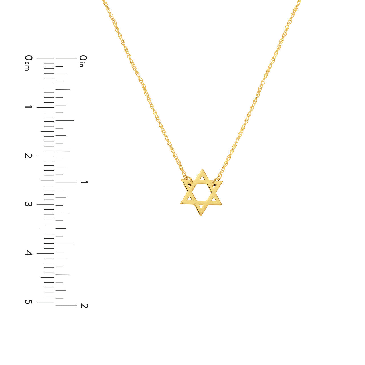 14k Yellow Gold Mini Star Of David Pendant Adjustable Necklace, 16" to 18"
