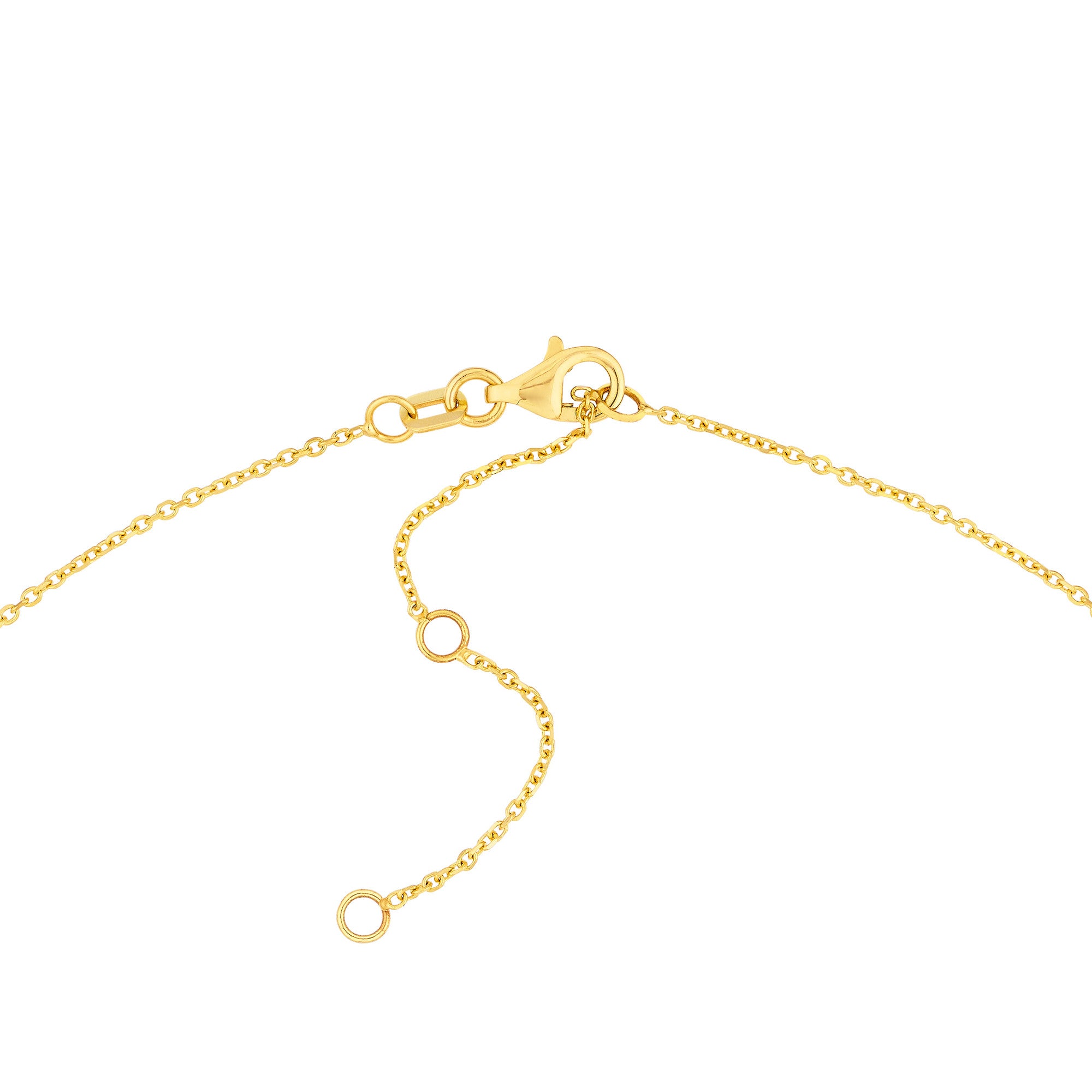 14k Yellow Gold Cross Necklace with Black Enamel, Adjustable Chain, 18 Inches