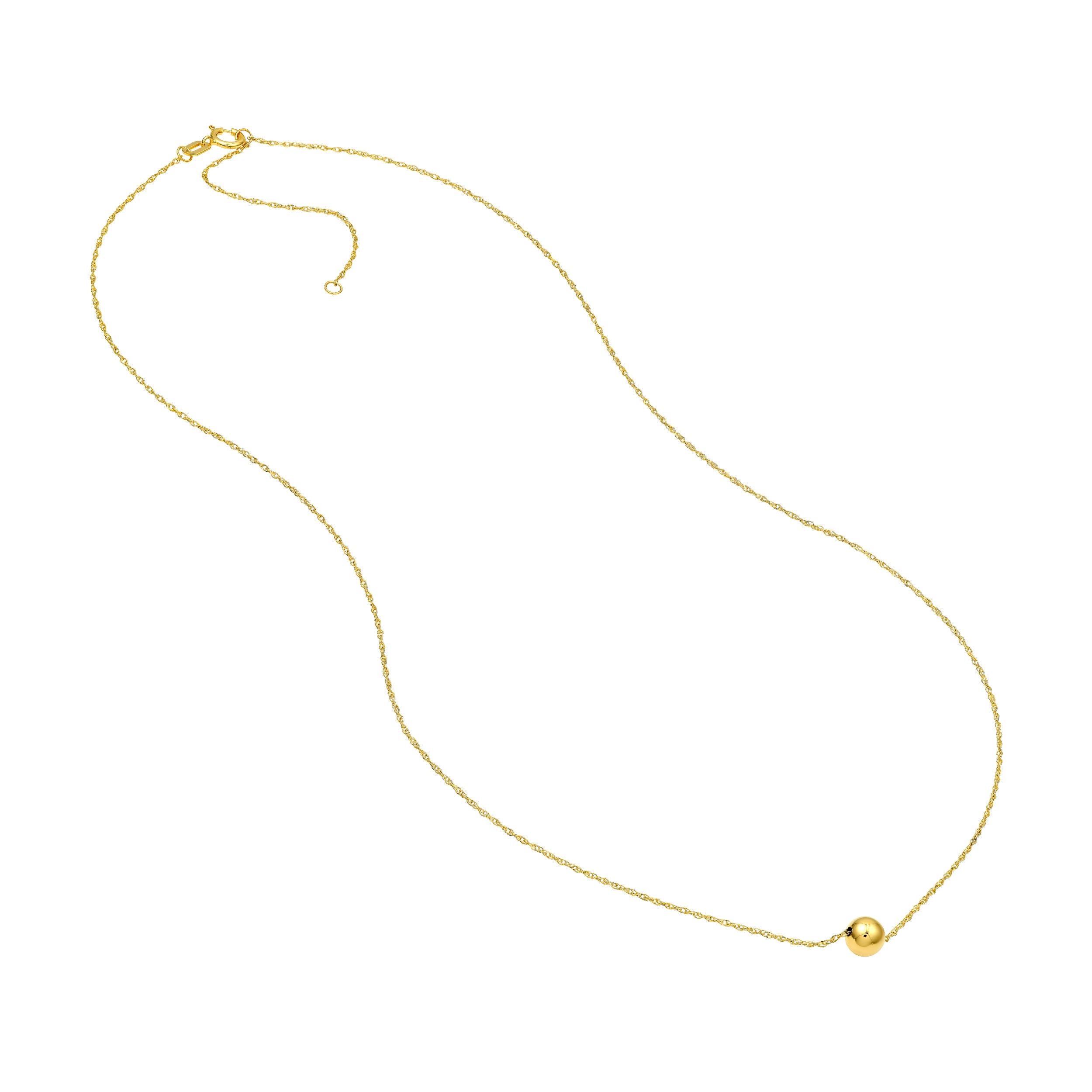 Jewelry Affairs 14k Yellow Gold Polished Puffy Ball Bead Slider Pendant Necklace
