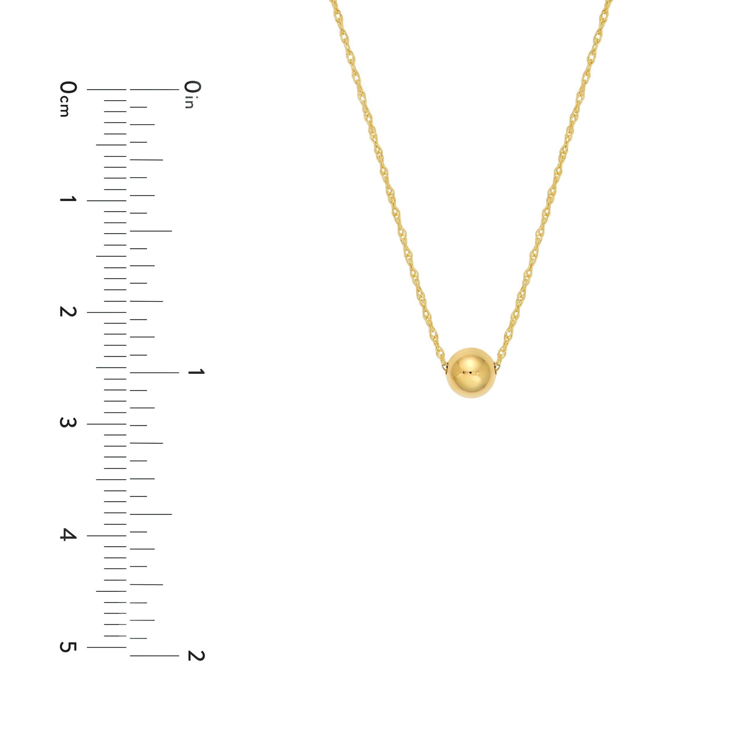 Jewelry Affairs 14k Yellow Gold Polished Puffy Ball Bead Slider Pendant Necklace