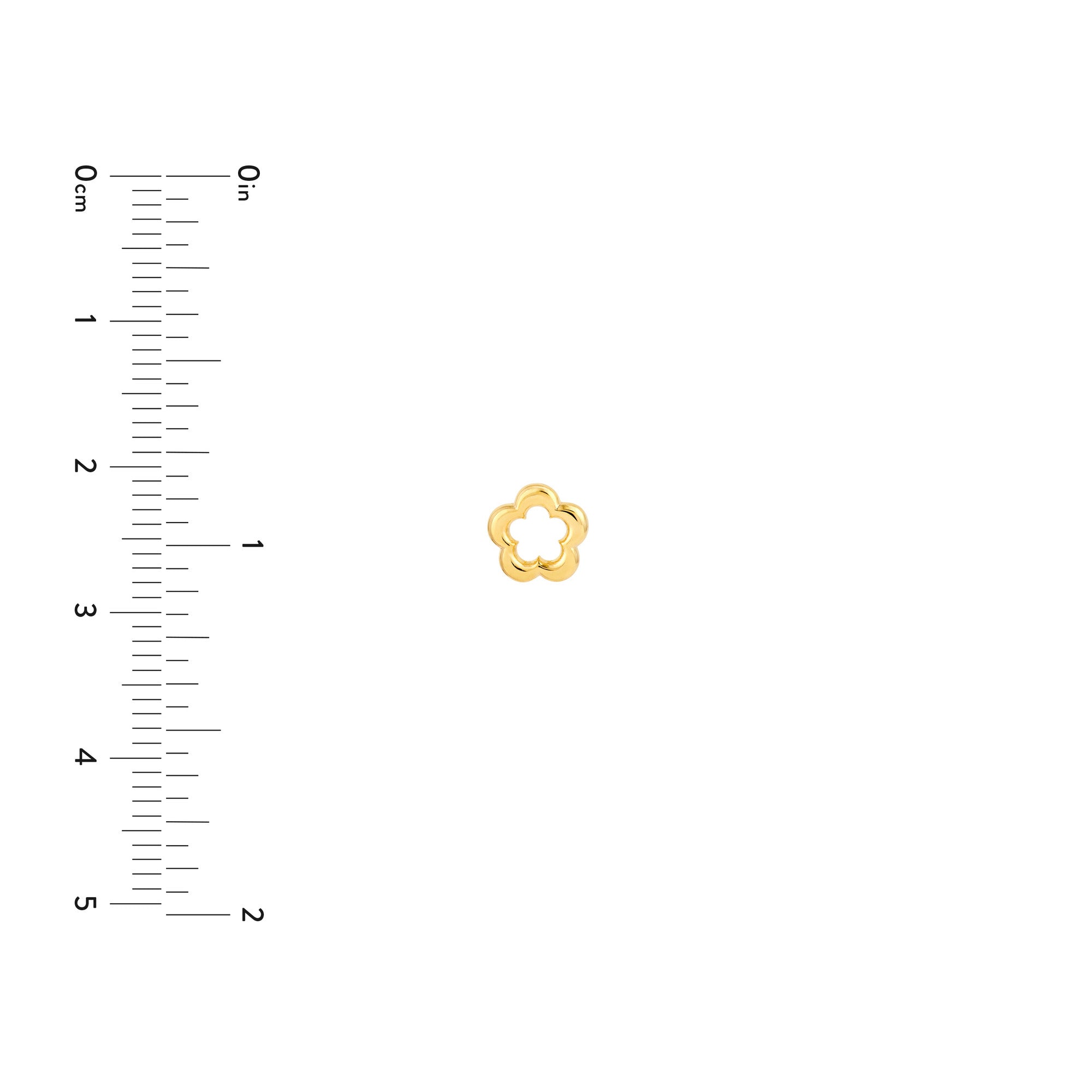 14k Yellow Gold Open Flower Stud Earrings, 6mm