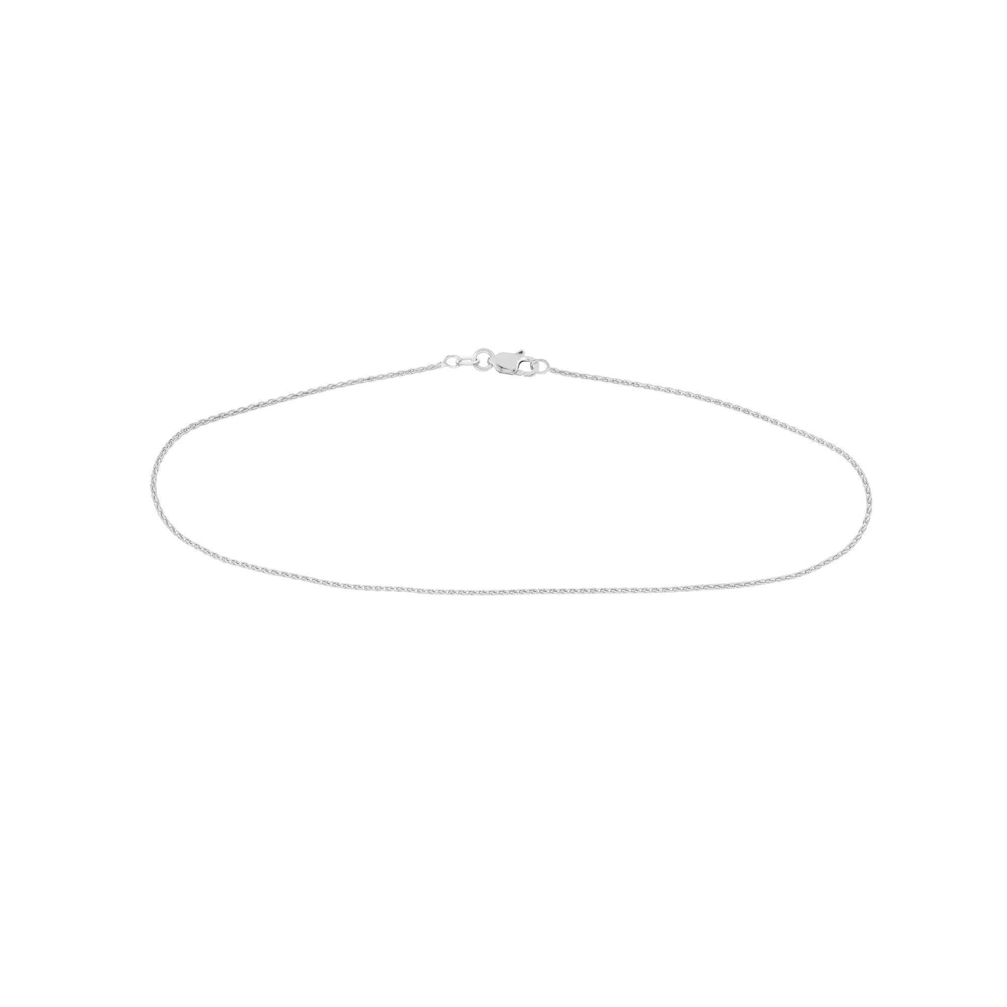 14k Gold Wheat 1.05mm Diamond Cut Chain Anklet, 10"