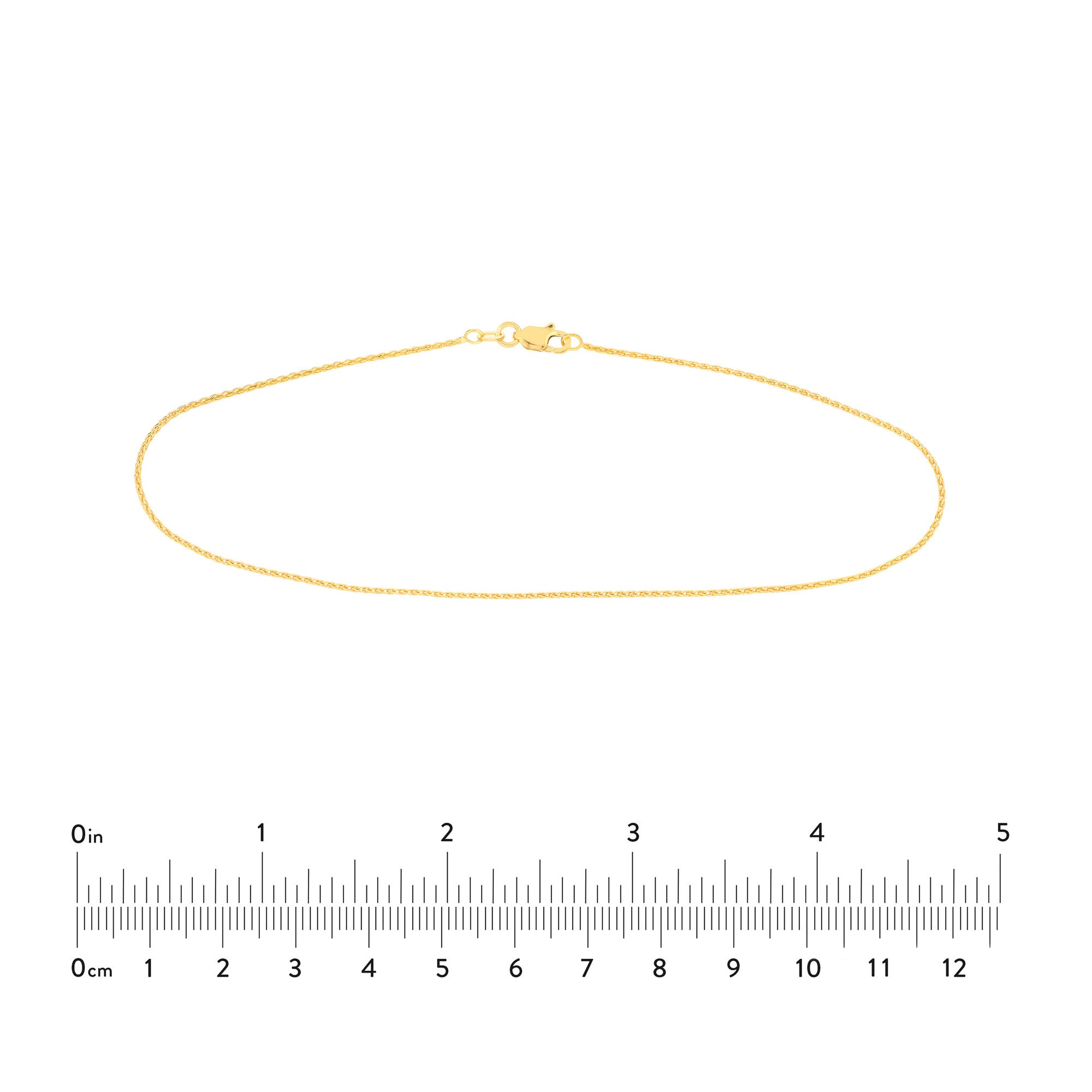 14k Gold Wheat 1.05mm Diamond Cut Chain Anklet, 10"