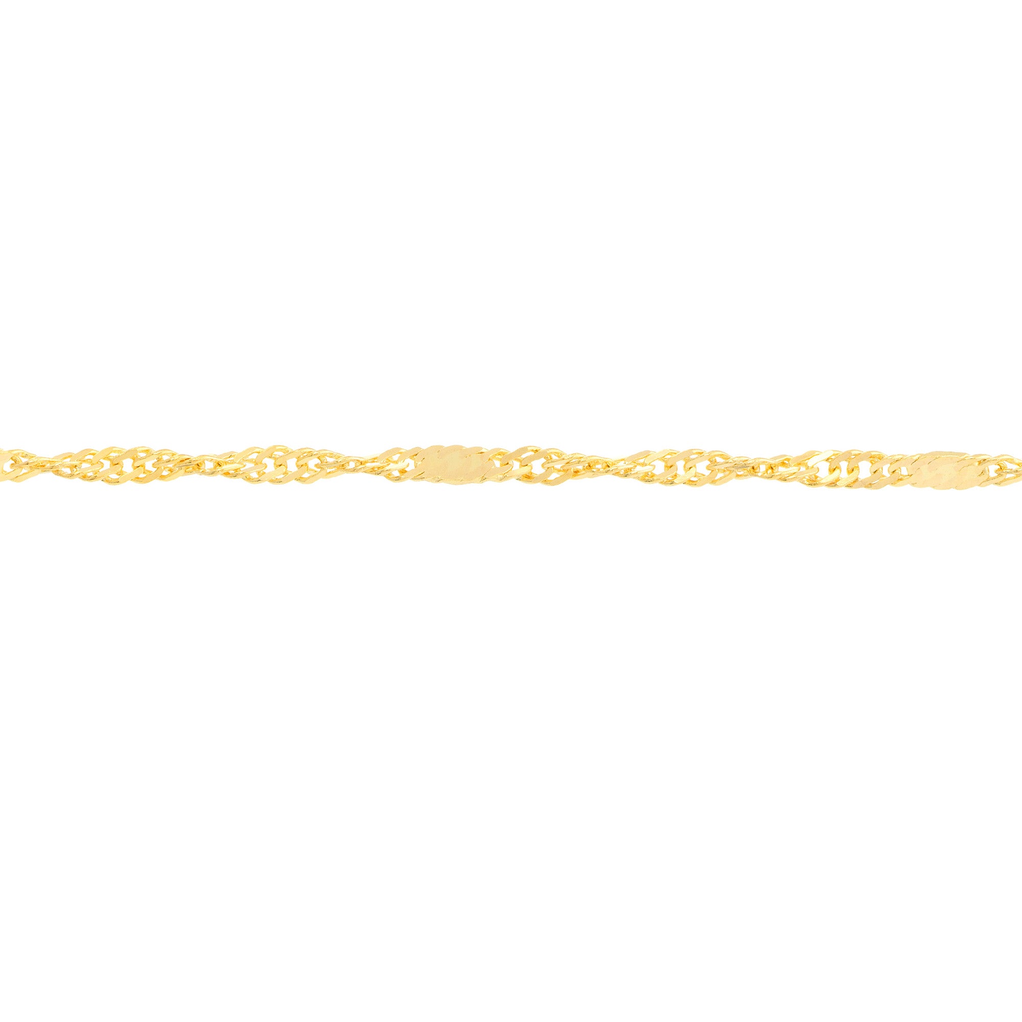 14k Yellow Gold Singapore Flat Saturn Chain Anklet, 10"