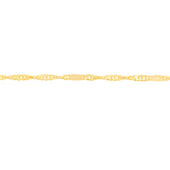 14k Yellow Gold Singapore Flat Saturn Chain Anklet, 10"