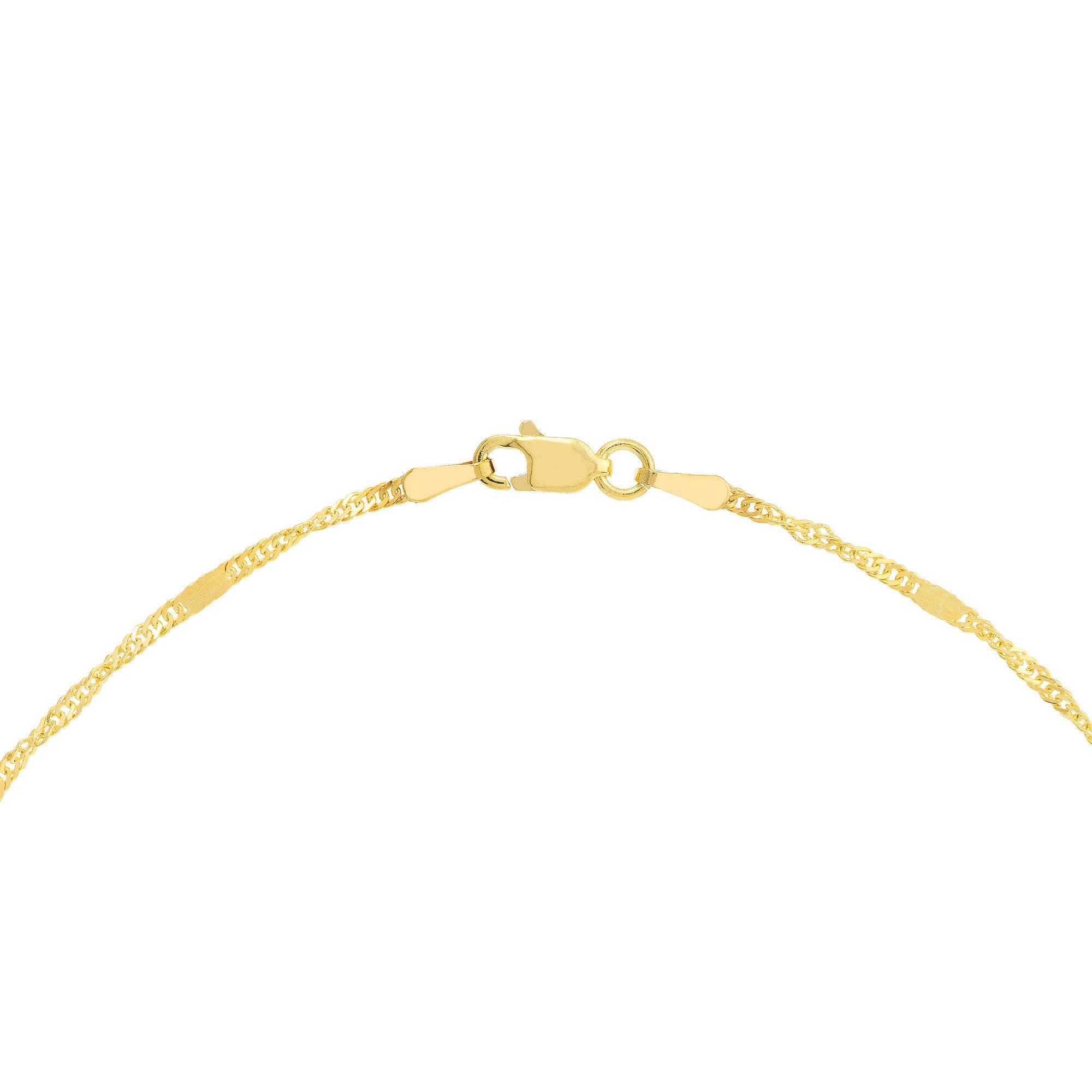 14k Yellow Gold Singapore Flat Saturn Chain Anklet, 10"