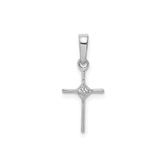 Real Solid Gold Diamond religious Cross Pendant, 20x8mm