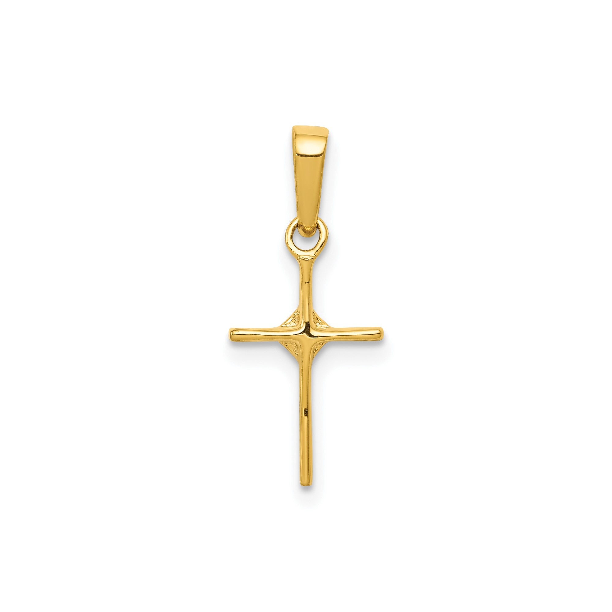 Real Solid Gold Diamond religious Cross Pendant, 20x8mm