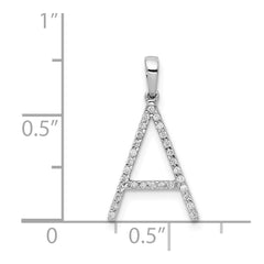 14K White Gold Diamond Letter Initial Pendant, 19x11mm