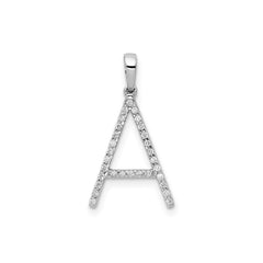 14K White Gold Diamond Letter Initial Pendant, 19x11mm