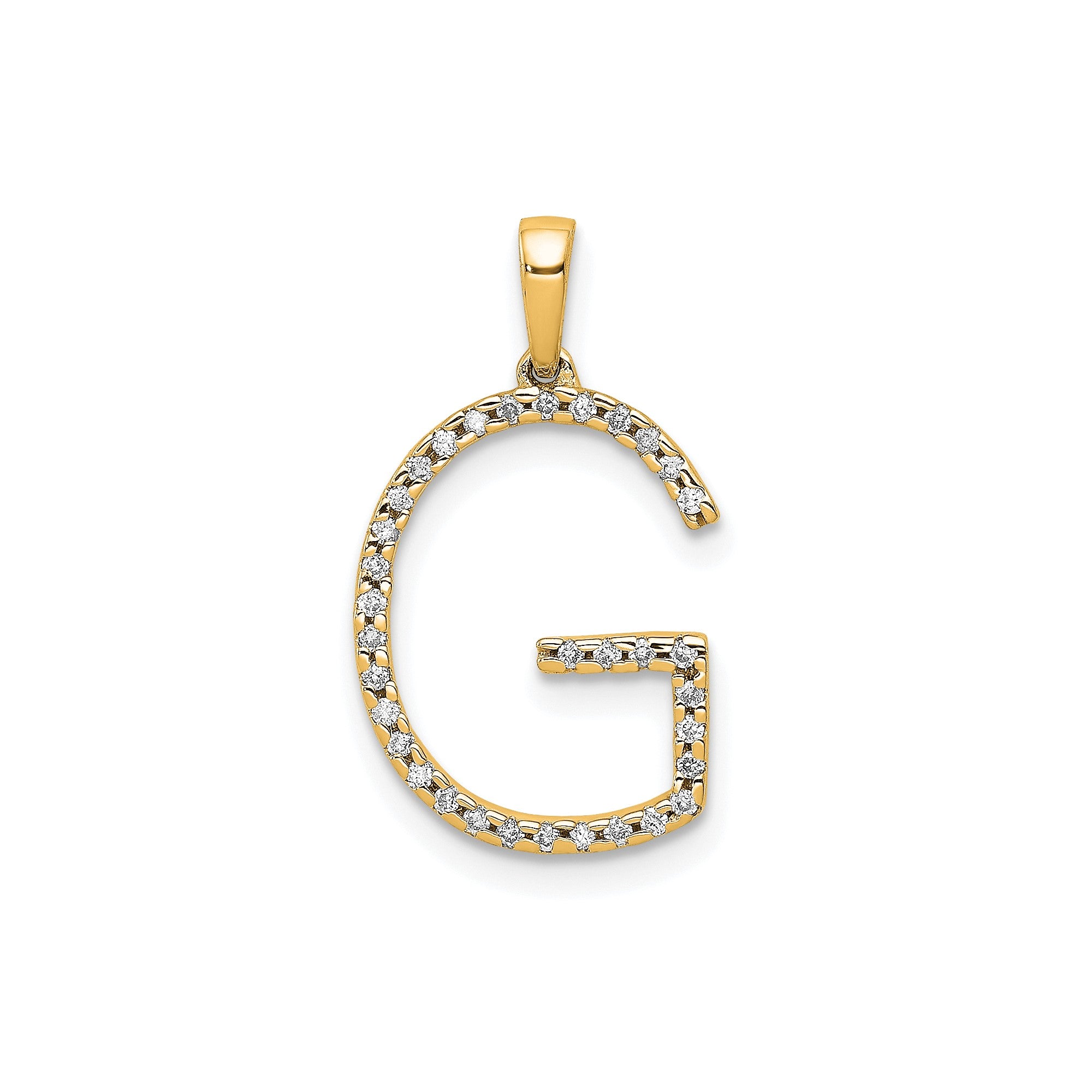 14K Yellow Gold Diamond Letter Initial Pendant